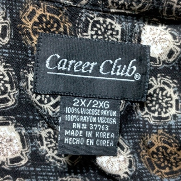 Vintage career club 2X short sleeve casual button down shirt with pocket - Picture 5 of 6
